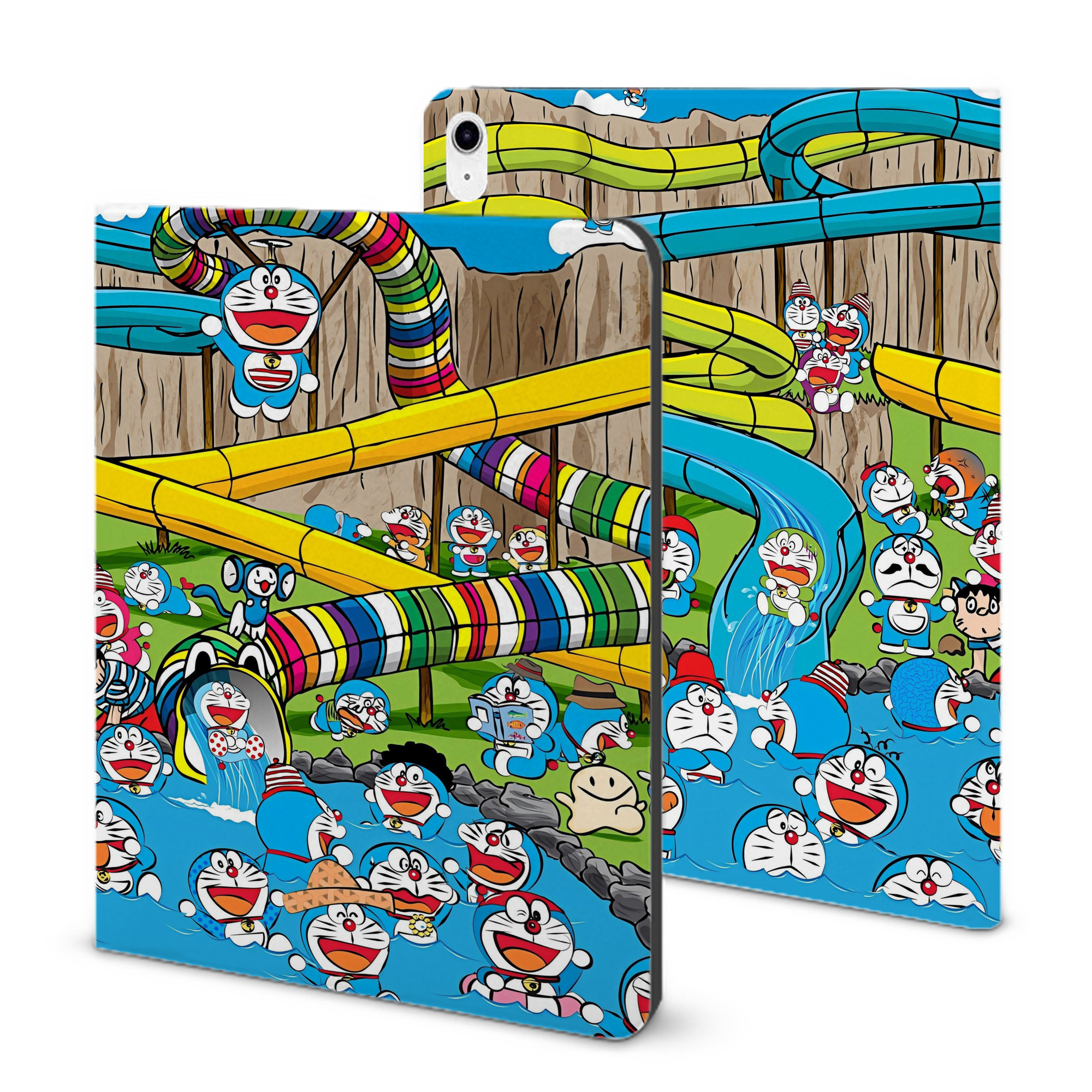 （画像用） ドラえもん Doraemon IPad ケース ブック型 PUレザー TPU 耐衝撃 軽量 薄型 ペン収納なし 全面保護 IPad 各モデル対応